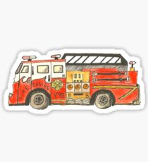 210x230 Fire Truck Drawing Stickers Redbubble - Fire Truck Drawing
