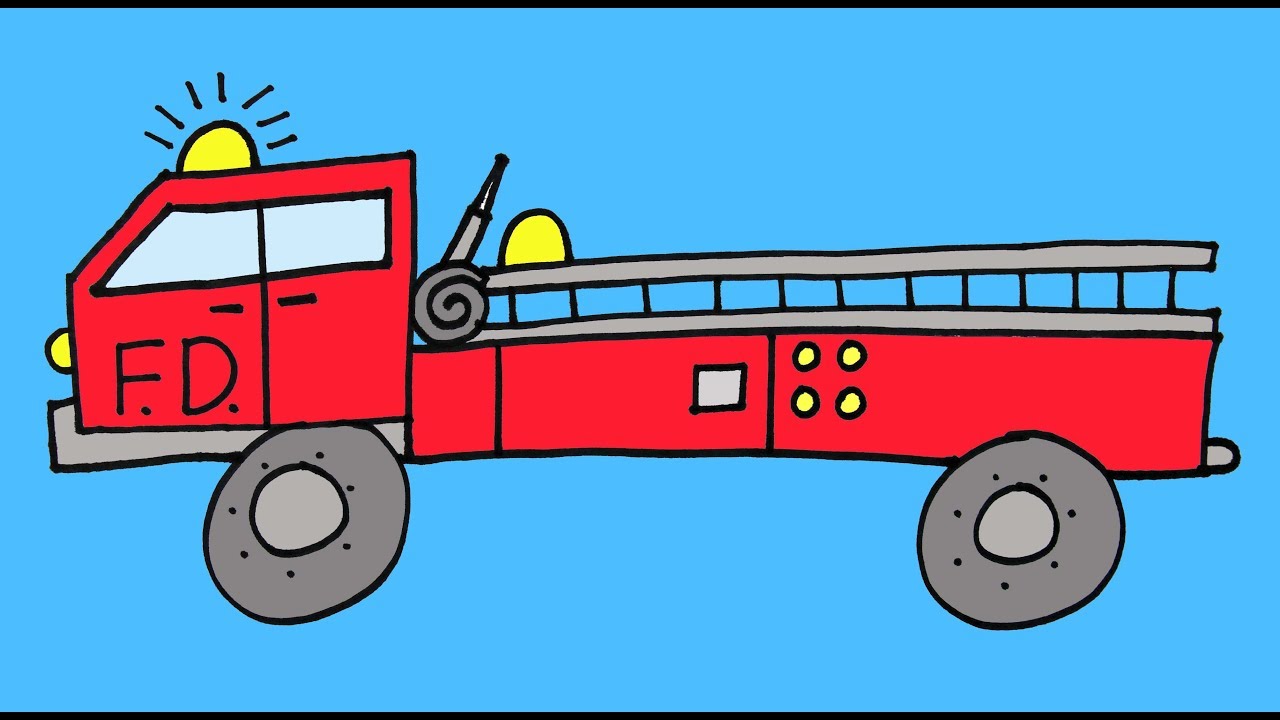 1280x720 How To Draw A Fire Truck Firetruck Step - Fire Truck Drawing