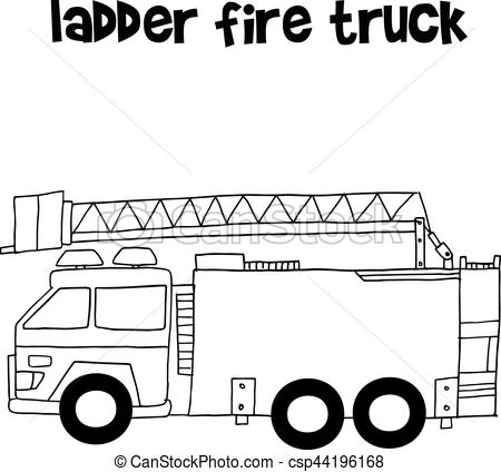 450x424 Ladder Fire Truck Vector Illustration With Hand Draw - Fire Truck Drawing