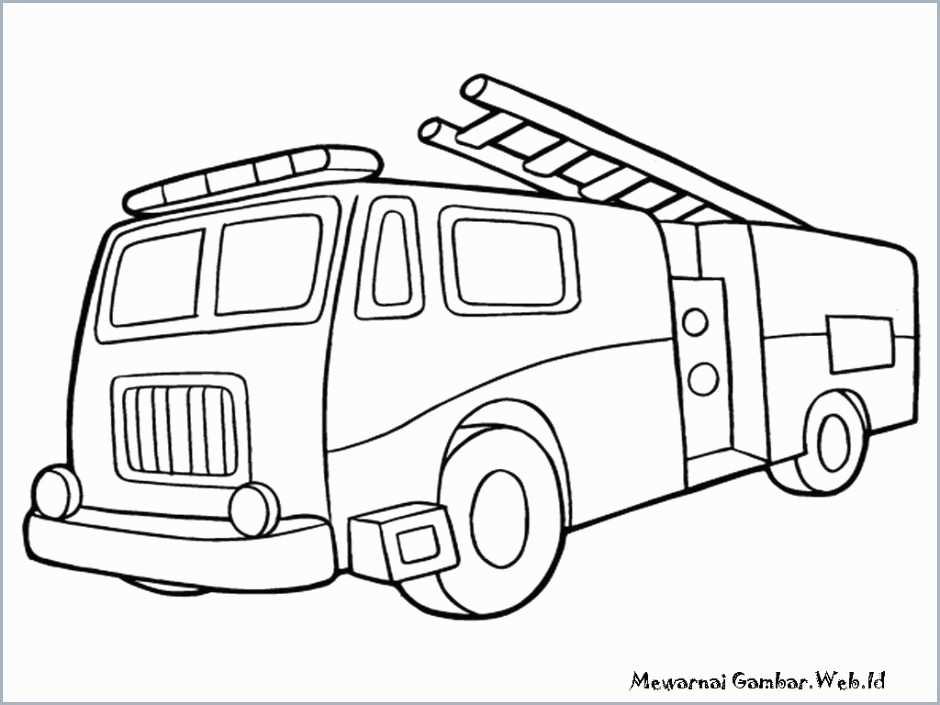 940x705 Simple Fire Truck Coloring - Fire Truck Drawing