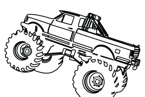 612x408 drawing monster truck coloring pages with kids simple truck - Fire Truck Drawing For Kids