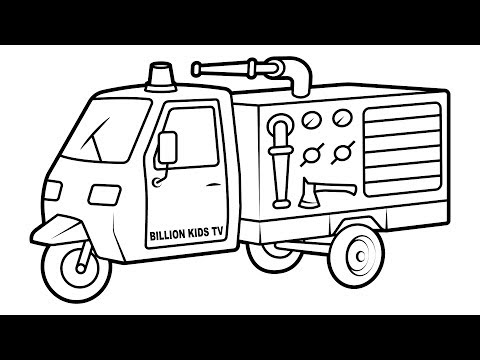 480x360 Drawing Coloring For Kids With Tuk Tuk Fire Truck - Fire Truck Drawing For Kids