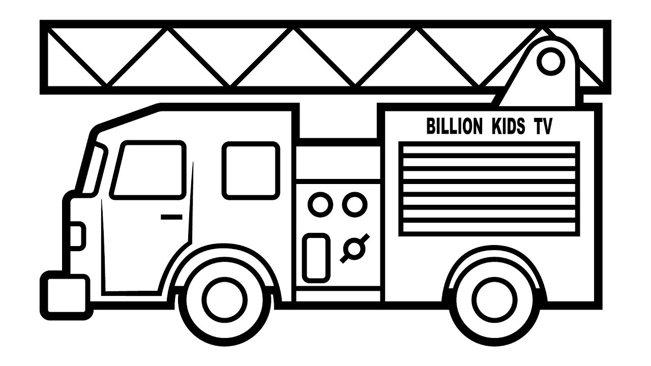 1280x720 Fire Truck Coloring For Kids - Fire Truck Drawing For Kids