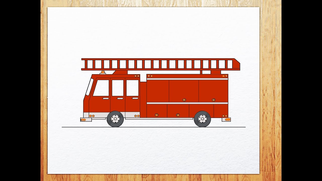 1280x720 Huge Collection Of 'fire Truck Drawing For Kids' Download More - Fire Truck Drawing For Kids
