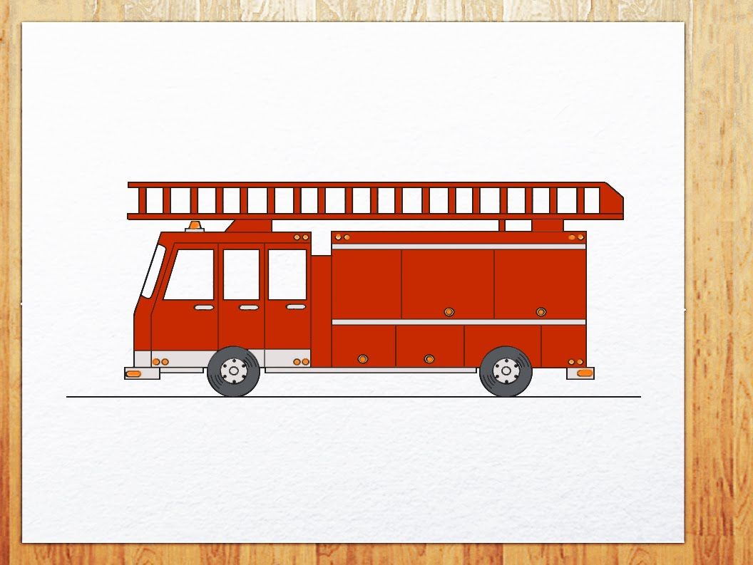 1056x793 How To Draw Fire Truck Artforkidshub Art Hub, Art For Kids - Fire Truck Drawing For Kids