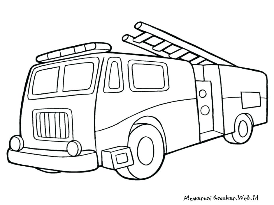 940x705 Fire Truck Black And White Coloring - Fire Truck Drawing Pictures