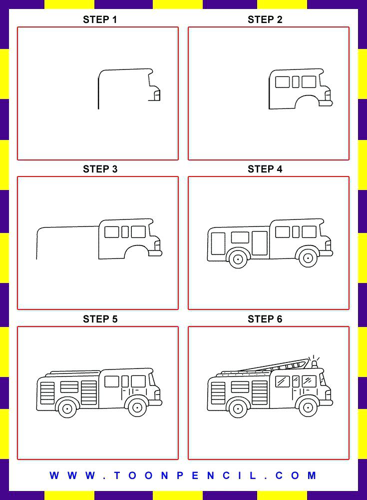 735x1000 How To Draw A Fire Truck Together With How To Draw Fire Engine - Fire Truck Drawing Pictures