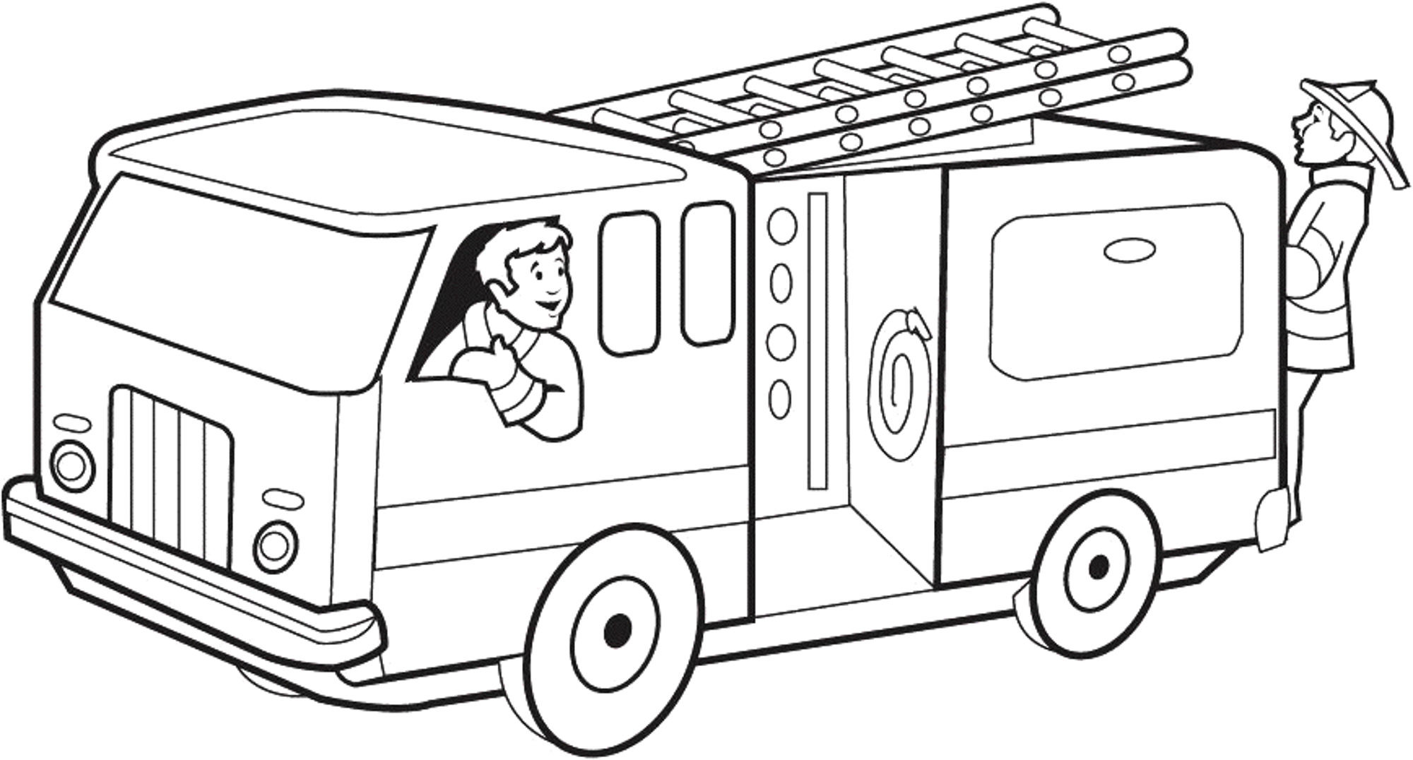 2000x1076 Spectacular Fire Truck Coloring - Fire Truck Drawing Pictures