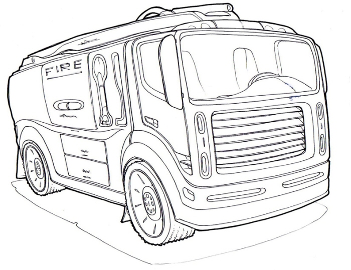 700x539 Fire Engine Coloring Line Art - Fire Truck Line Drawing