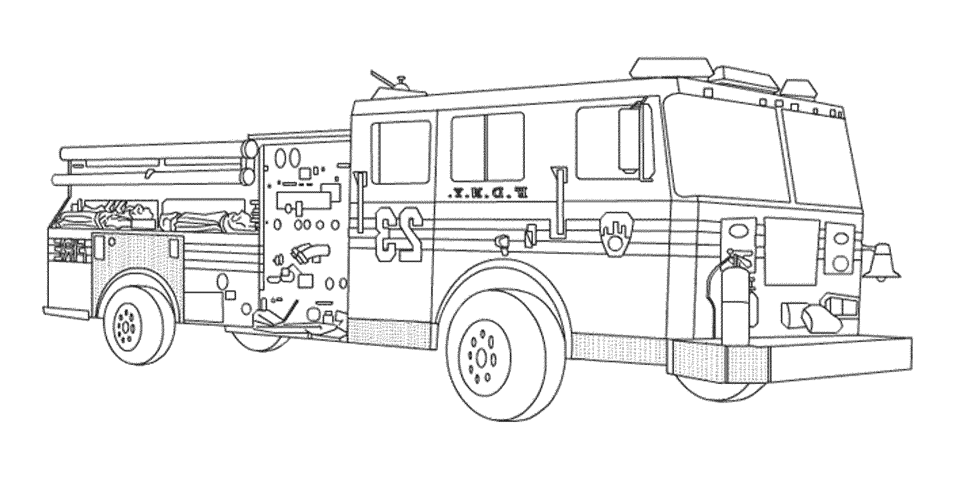 1977x1021 Fire Truck Coloring - Fire Truck Line Drawing