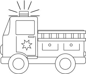 300x259 Clip Art Black And White Firetruck Clipart Image Black And White - Fire Truck Line Drawing