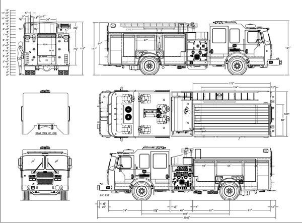 Fire Truck Line Drawing at PaintingValley.com | Explore collection of ...