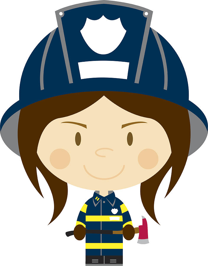 704x900 Cartoon Big Head Firefighter Girl Drawing - Firefighter Cartoon Drawing