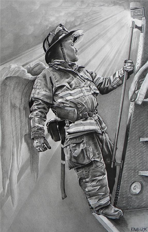 573x900 Angel Drawing - Firefighter Drawing