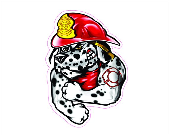 570x461 Firefighter Mascot Tough Dalmatian With Firefighter Helmet Etsy - Firefighter Helmet Drawing