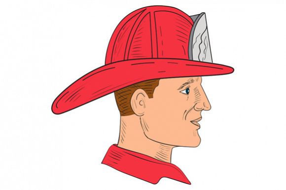 580x387 Fireman Firefighter Vintage Helmet Drawing - Firefighter Helmet Drawing