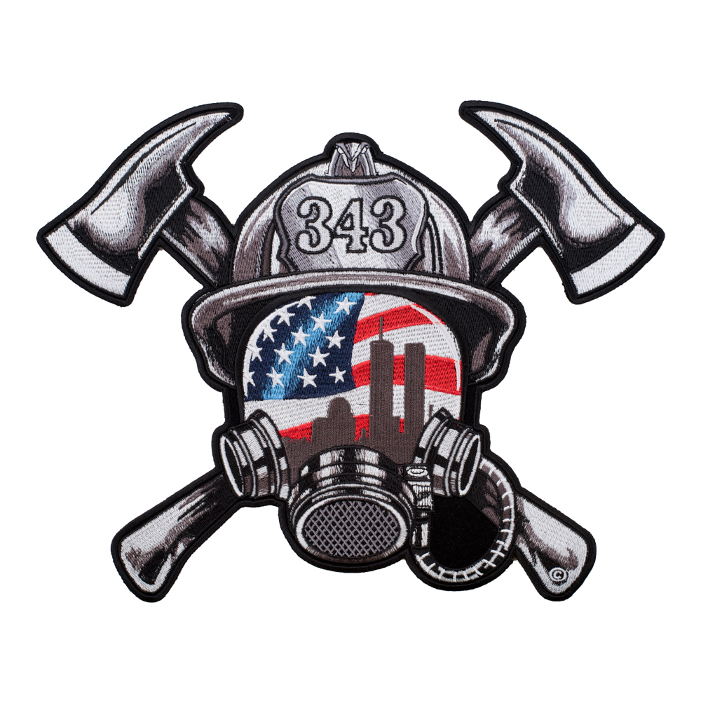 1000x1000 Twin Towers Reflection Firefighter Helmet Patch Patches - Firefighter Helmet Drawing