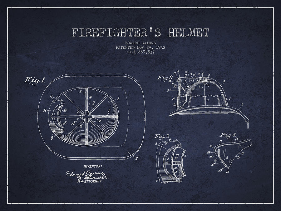 900x675 Vintage Firefighter Helmet Patent Drawing - Firefighter Helmet Drawing
