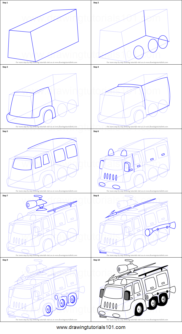 751x1376 How To Draw A Fire Fighter Truck Printable Step - Firefighter Truck Drawing