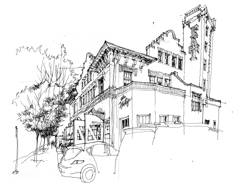 800x640 Historic Firehouse No Seeing Thinking Drawing - Firehouse Drawing