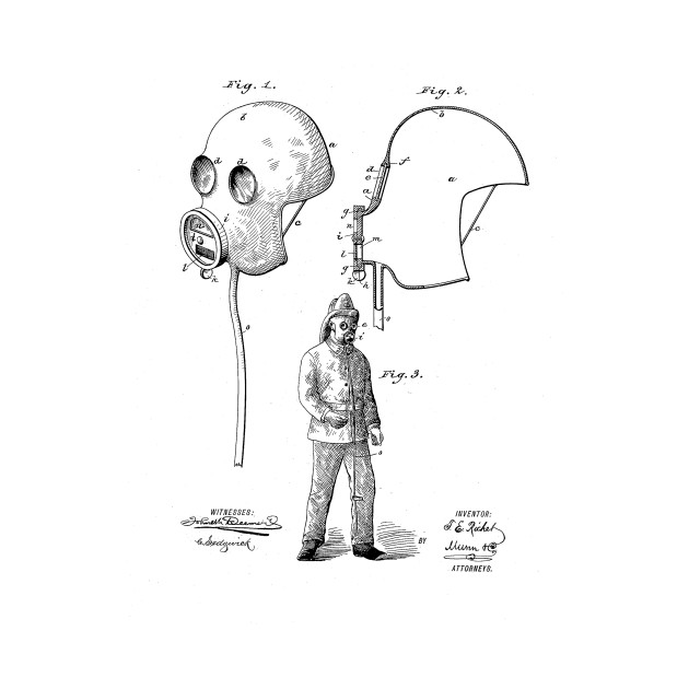 630x630 fireman's mask vintage patent hand drawing - Fireman Drawing
