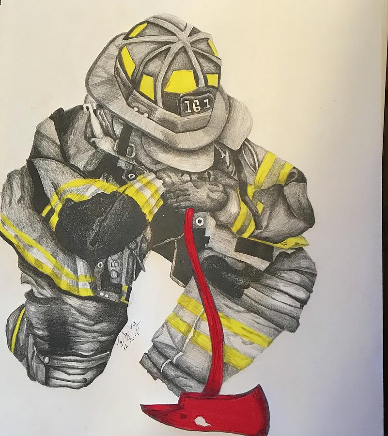 801x900 fireman drawing - Fireman Drawing