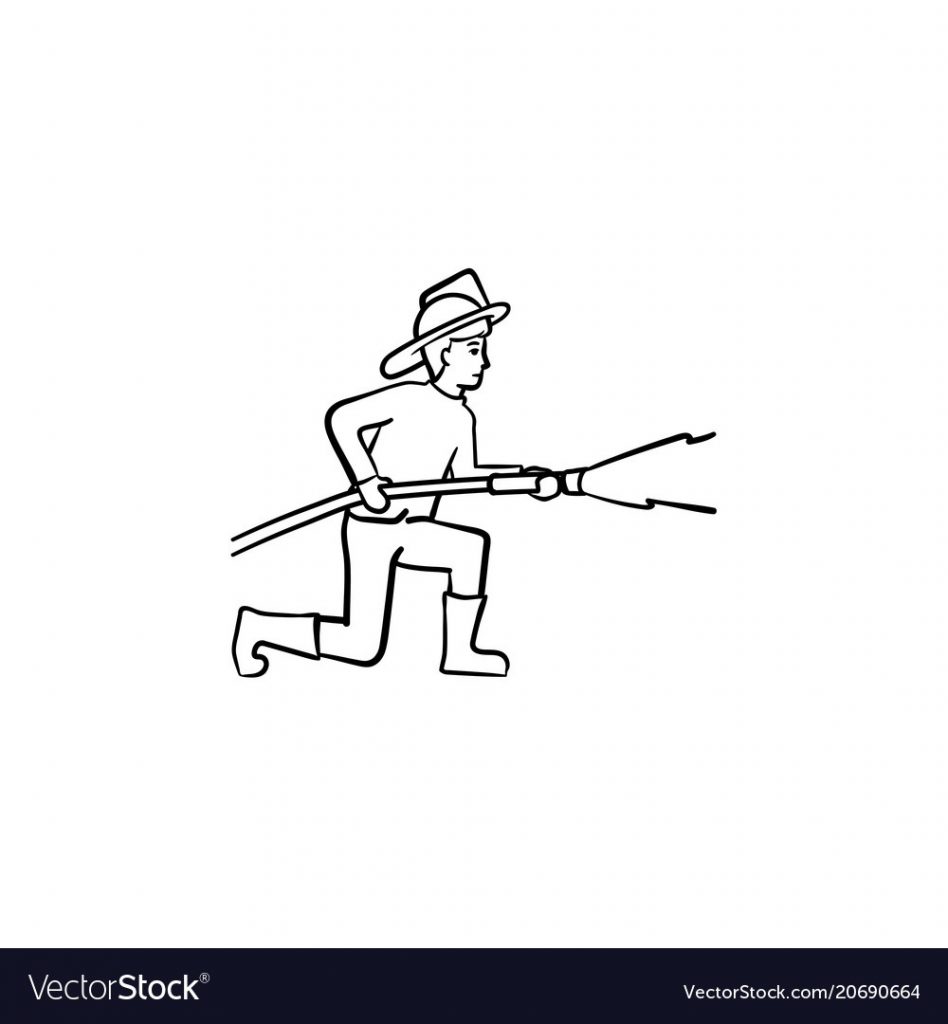 948x1024 fireman spraying water hand drawn sketch icon vector image unique - Fireman Drawing