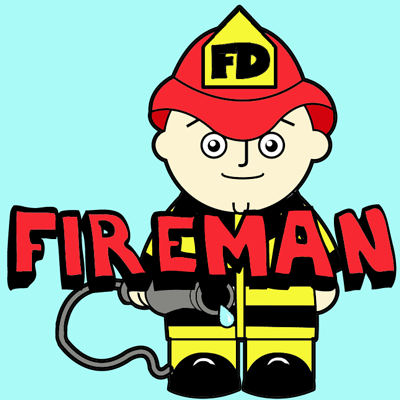 400x400 how to draw a cartoon fireman in easy steps drawing tutorial - Fireman Drawing