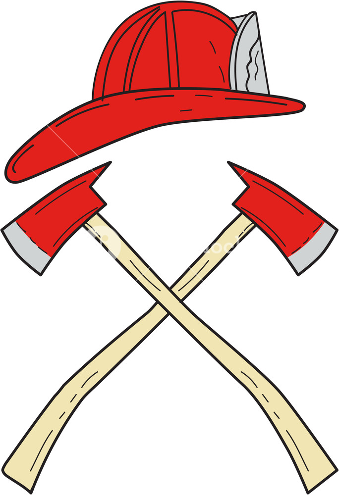 684x1000 drawing sketch style illustration of a fireman helmet and two fire - Fireman Drawing