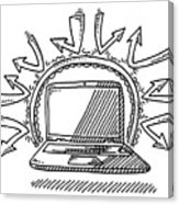 163x186 Laptop Computer Internet Security Firewall Drawing Wood Print - Firewall Drawing