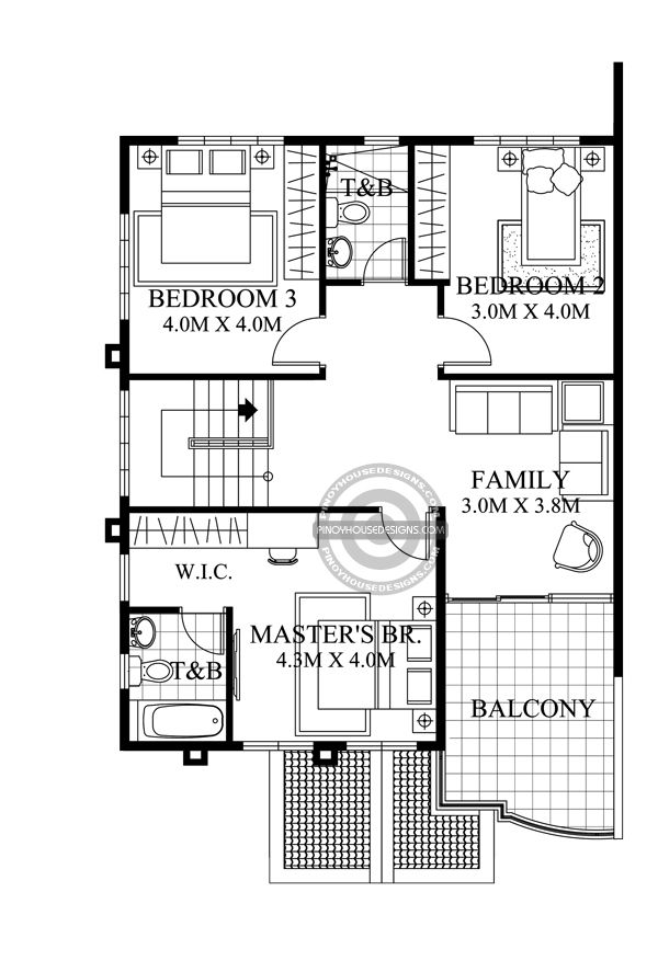 600x887 Two Storey House With Firewall Second Floor Plan Interior - Firewall Drawing