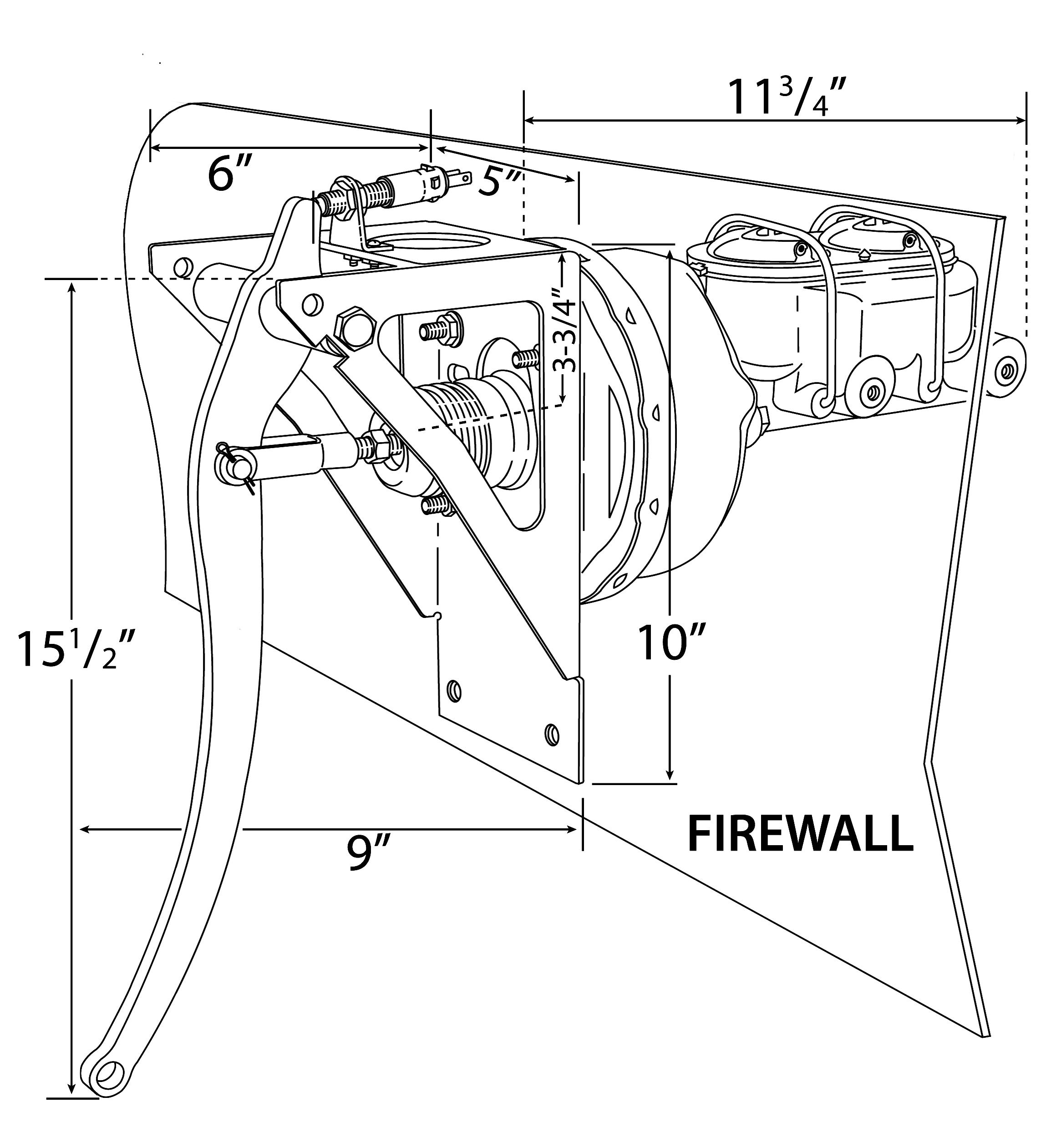 2320x2521 Thru Firewall Brake Drawing - Firewall Drawing