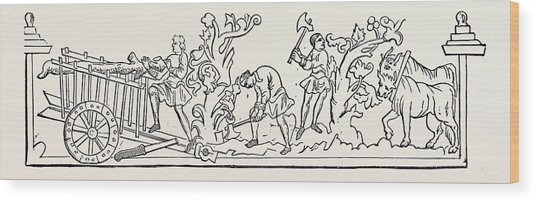 536x201 february here they are cutting down trees for firewood drawing - Firewood Drawing