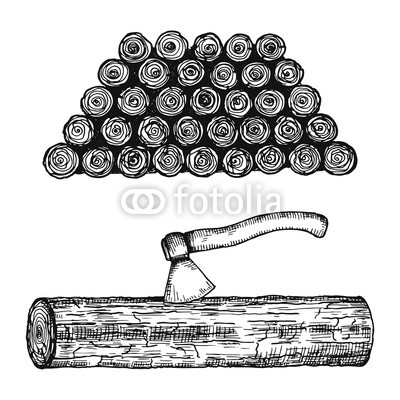 400x400 Firewood Ax Hand Drawing Vector Illustration Buy Photos Ap - Firewood Drawing