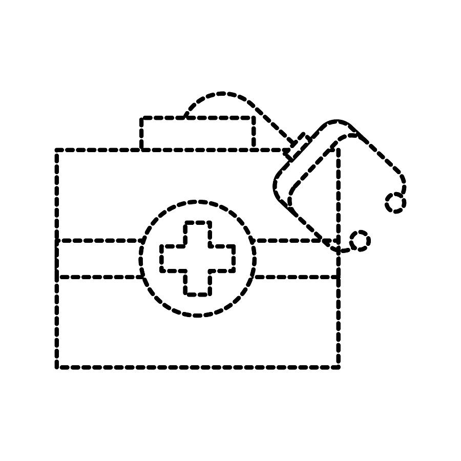 900x900 medical kit first aid with stethoscope equipment drawing - First Aid Drawing