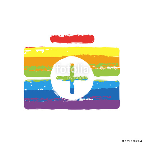 500x500 first aid kit, simple icon drawing sign with lgbt style, seven - First Aid Kit Drawing