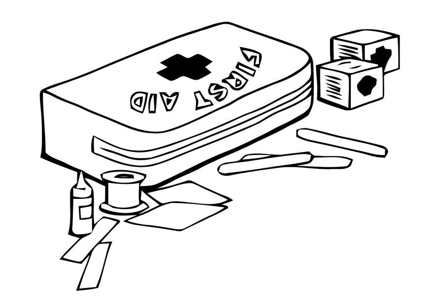 875x620 Coloring - First Aid Kit Drawing