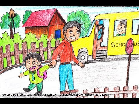 480x360 how to draw a first day - First Day Of School Drawing