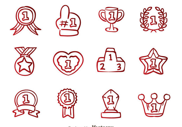 632x443 First Place Badge Hand Draw Icons Free Vector Download - First Place Ribbon Drawing