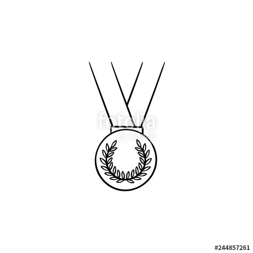 500x500 Round Medal With Ribbon Hand Drawn Outline Doodle Icon First - First Place Ribbon Drawing