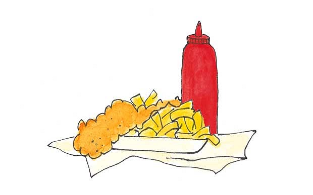 620x388 Oh I Do Like To Eat Beside The Seaside - Fish And Chips Drawing