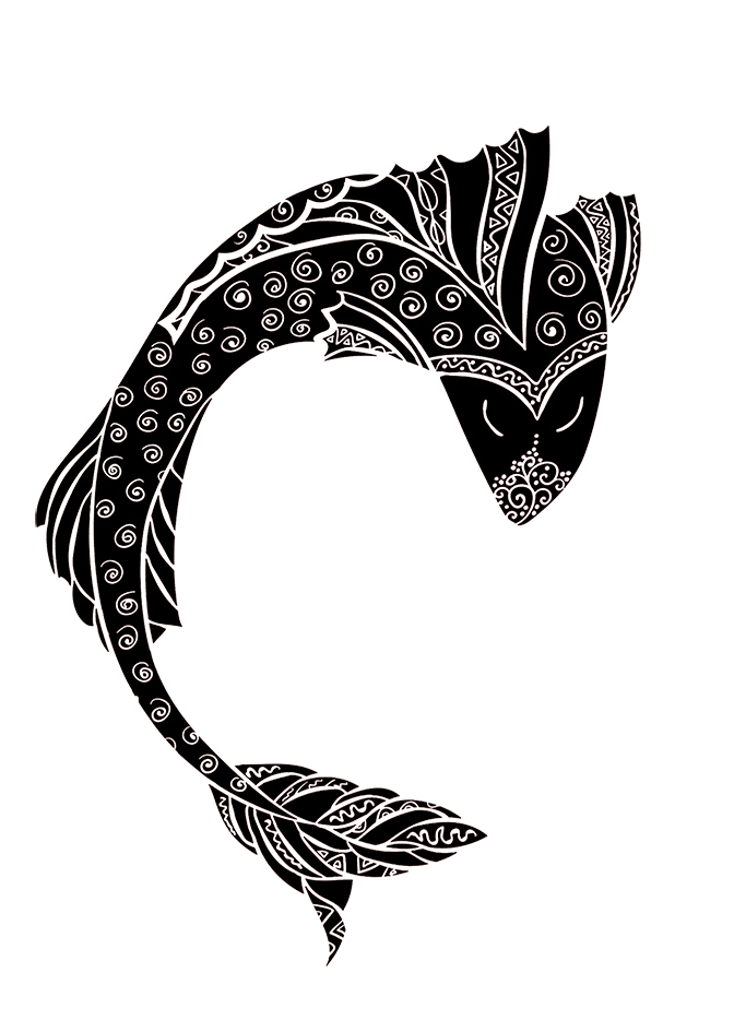 672x945 Colorful Koi Fish Drawings - Fish Black And White Drawing