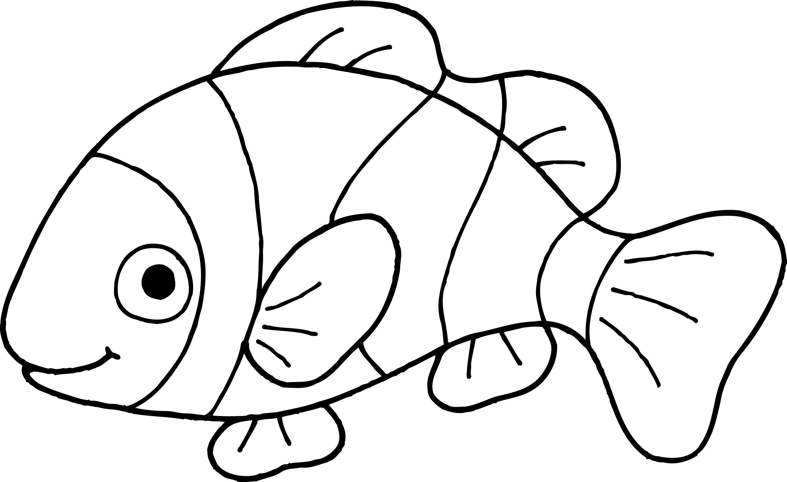 2587x1586 Black And White Transparent Download Of Rainbow Fish - Fish Black And White Drawing