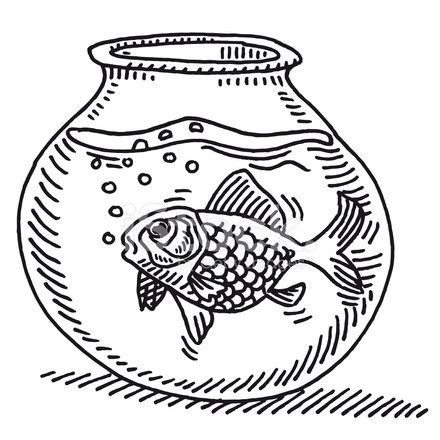 440x440 Gold Fish Bowl Water Drawing Stock Vector - Fish Bowl Drawing