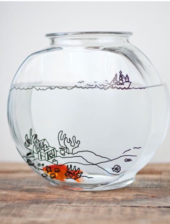 570x748 How Tuesday Our Favorite Diy Pet Projects Design Ideas Animal - Fish Bowl Drawing