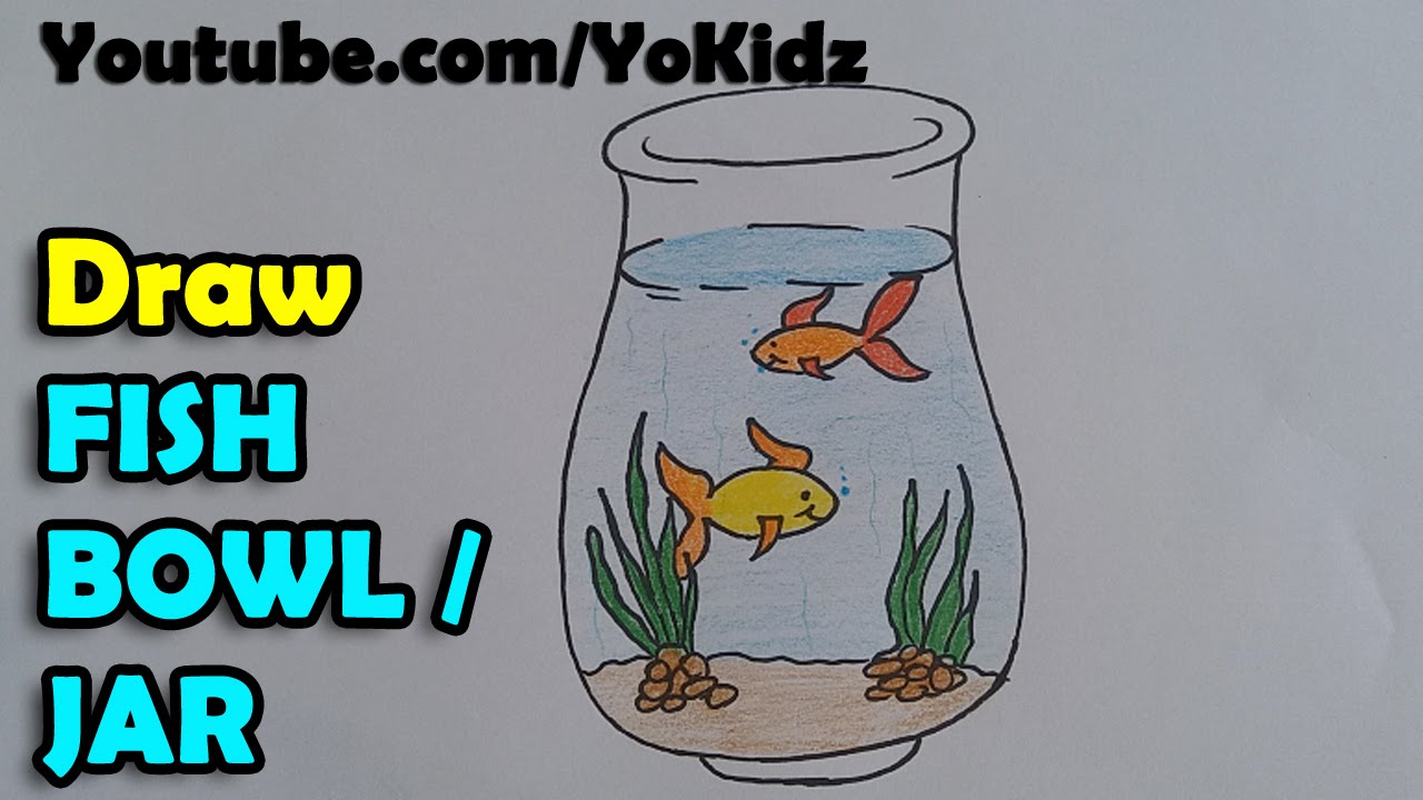 1280x720 How To Draw A Fish Bowl Tank Jar Step - Fish Bowl Drawing