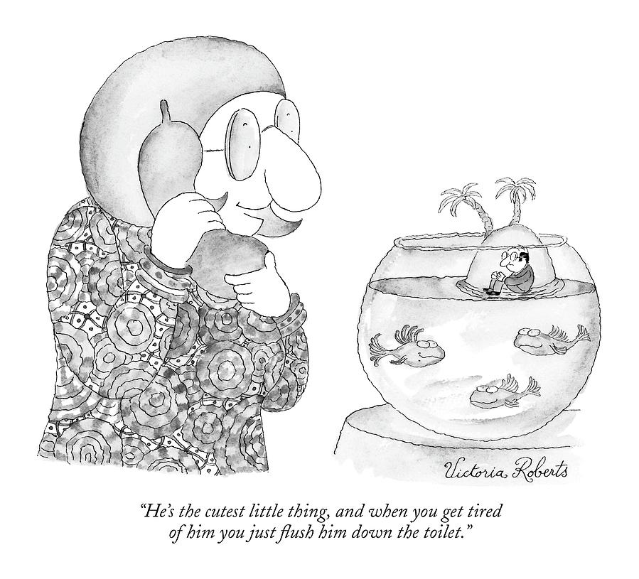 899x815 Woman On The Phone Looking At Her Fish Bowl That Drawing - Fish Bowl Drawing