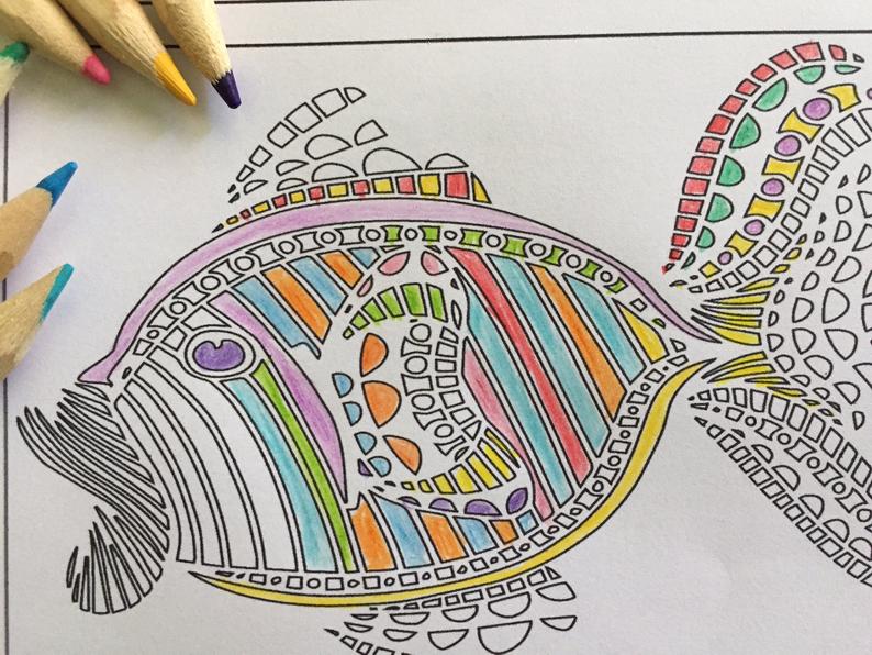 794x596 Abstract Fish Drawing Coloring - Fish Drawing Colour