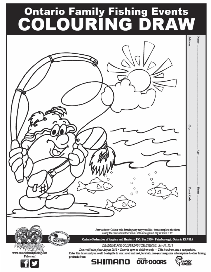 723x931 Colouring Draw Contest Ontario Family Fishing Events - Fish Drawing Colour