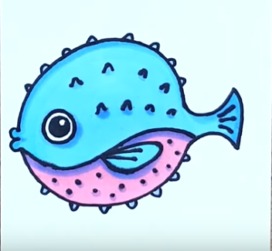300x276 How To Draw A Puffer Fish Step - Fish Drawing Easy